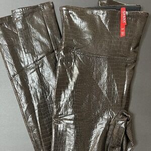 Spanx Faux Leather Leggings Women's S Brown Animal‎ Croc Print Athletic Workout